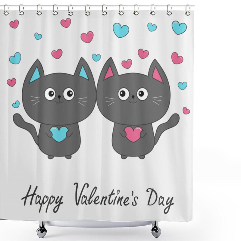 Personality  Cats Couple Holding Hearts Shower Curtains