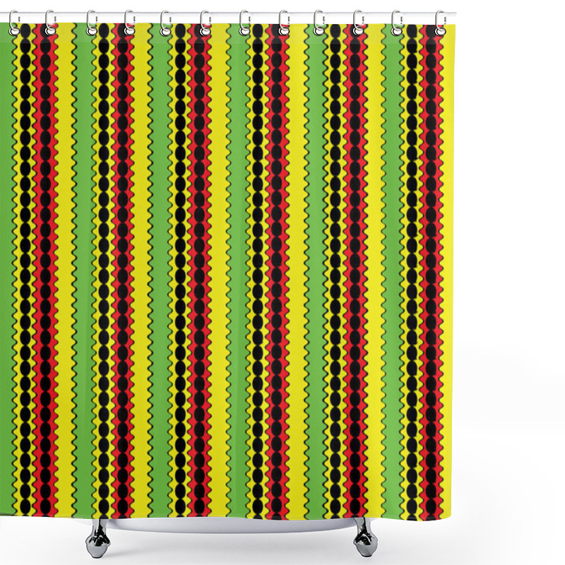 Personality  Illustration Of Striped Patterned Wallpaper In Multicorored. Background. Regular Stripes Background With Dots, Vertical And Horizontal Format Vector And Jpg. Shower Curtains