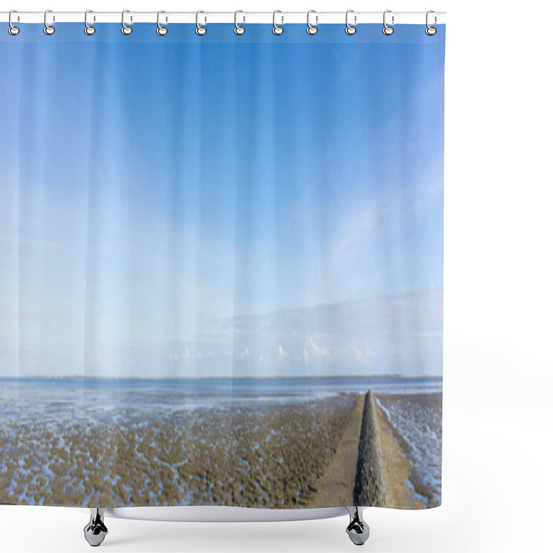 Personality  PanoramaNational Park Wattenmeer At Low Tide On The German North Sea Coast Shower Curtains