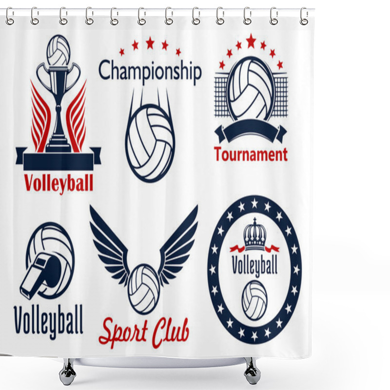 Personality  Volleyball Tournament And Club Emblems Shower Curtains