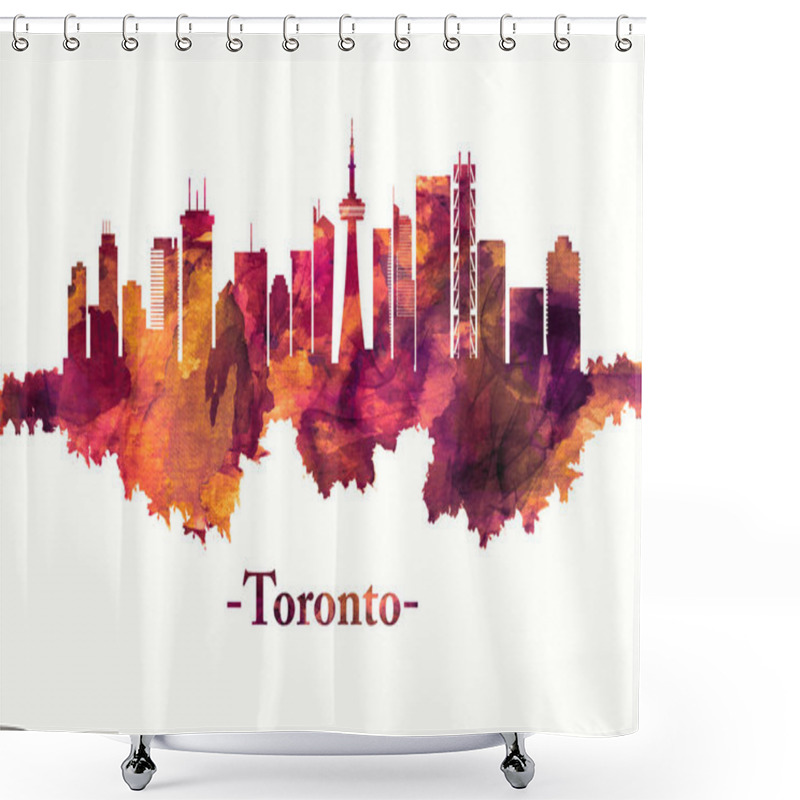 Personality  Toronto Canada Skyline In Red Shower Curtains