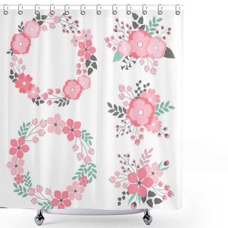 Personality  Floral Wreath And Bouquets Shower Curtains