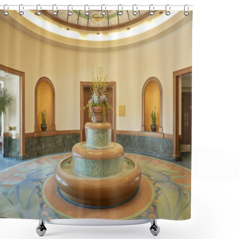 Personality  Decorated Fountain In A Rotunda Interior. Shower Curtains