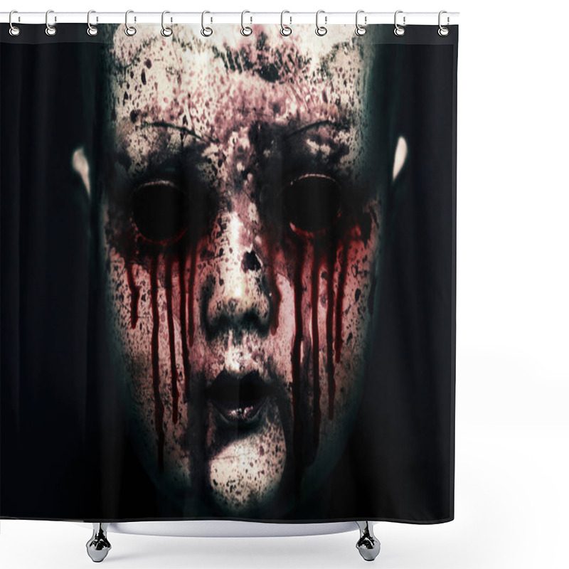 Personality  Creepy Bloody Doll In The Dark  Shower Curtains