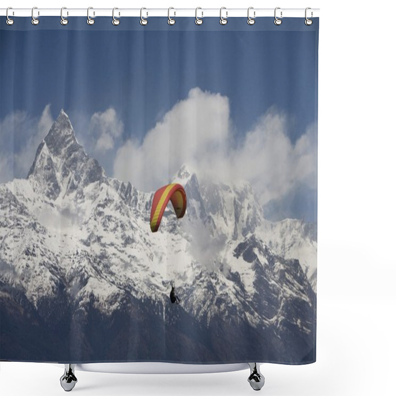 Personality  Paragliding, Annapurna Region, Himalayas, Pokhara, Nepal Shower Curtains