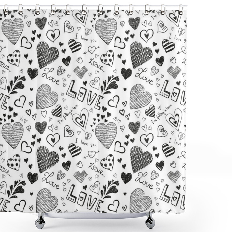 Personality  Black Hearts Signs Shower Curtains