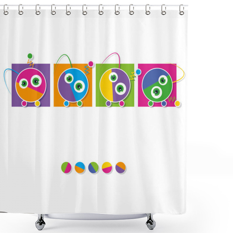 Personality  Cute Robots Collection Greeting Card Shower Curtains