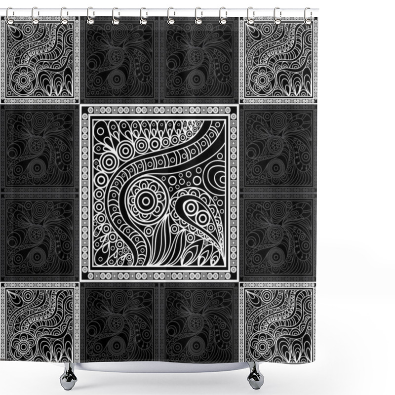 Personality  Graphic Texture With Openwork Pattern 22 Shower Curtains