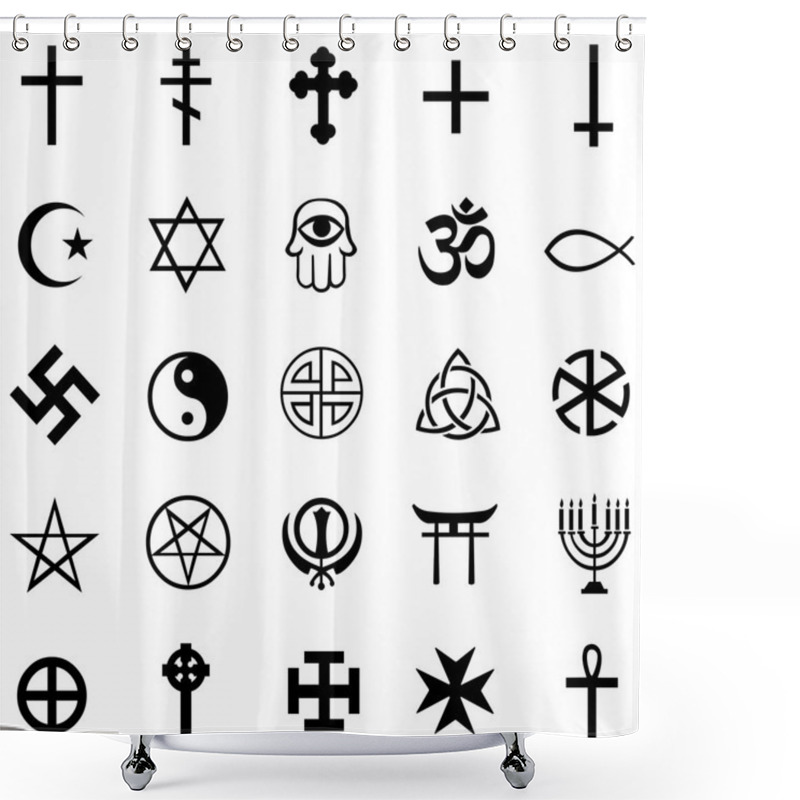 Personality  Set Of Religious Symbols Shower Curtains