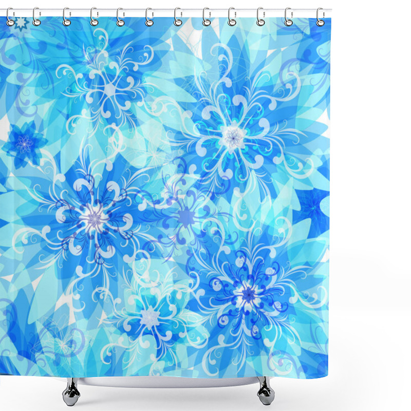 Personality  Seamless Floral Blue Pattern Shower Curtains