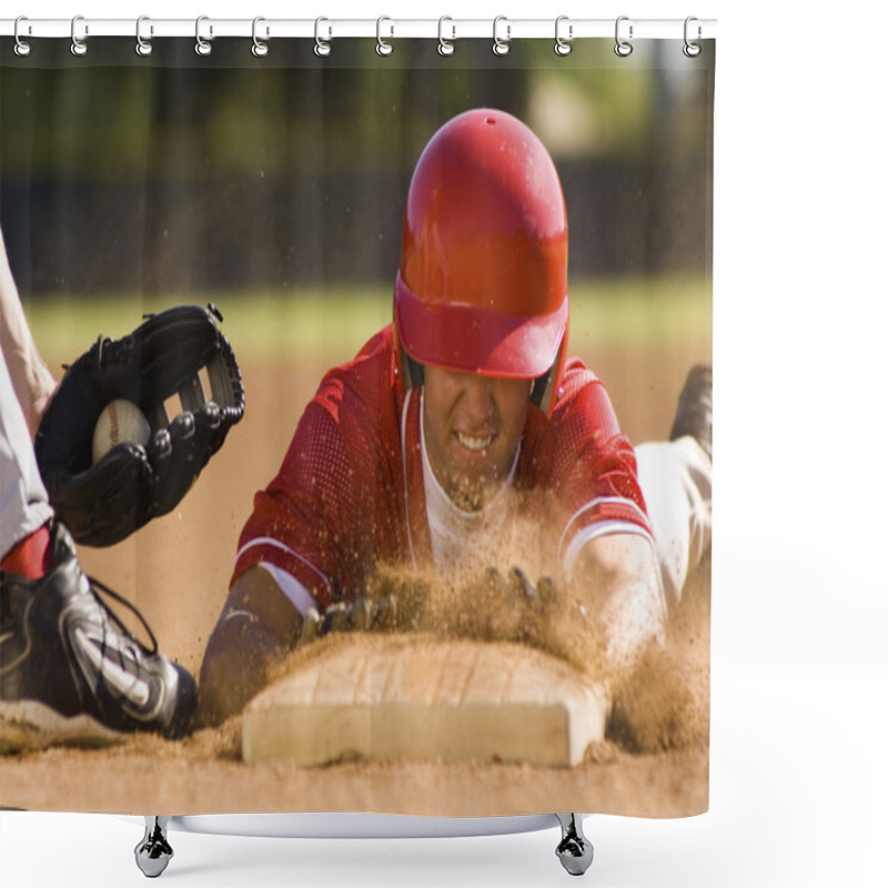 Personality  Baseball Player Sliding  Shower Curtains