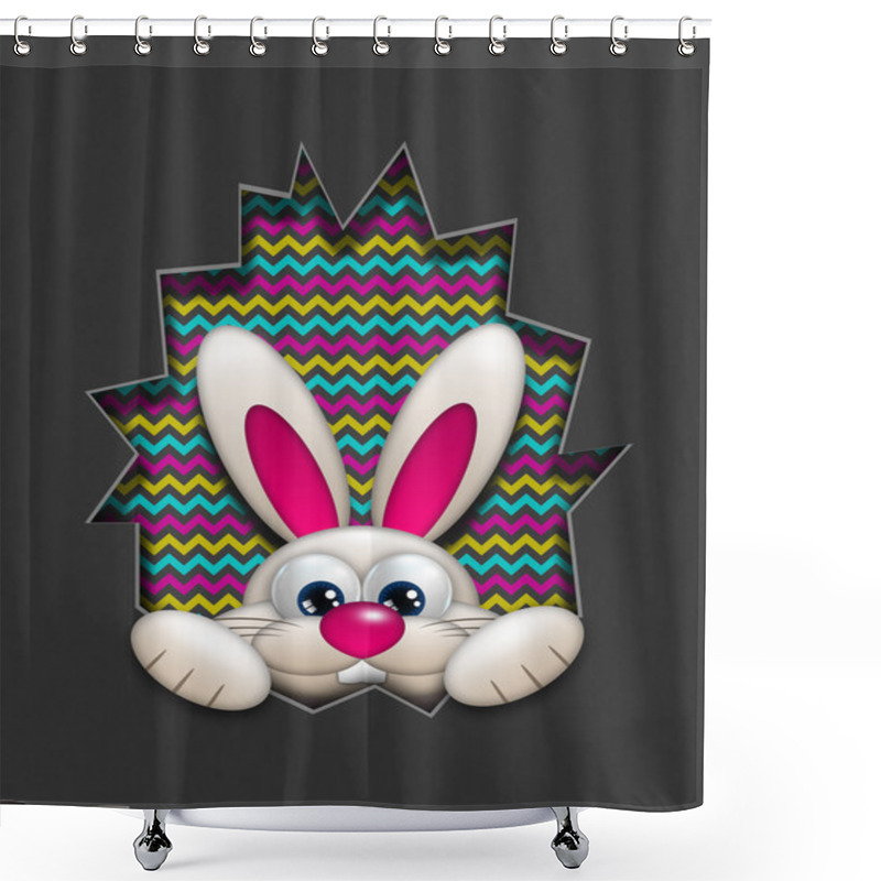 Personality  Easter Bunny Hidden In Egg Hollow With Place For Text Shower Curtains