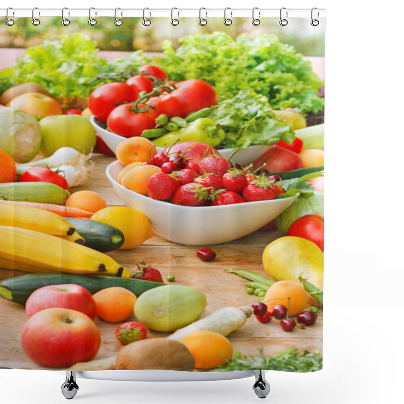 Personality  Fresh Fruits And Vegetables Shower Curtains