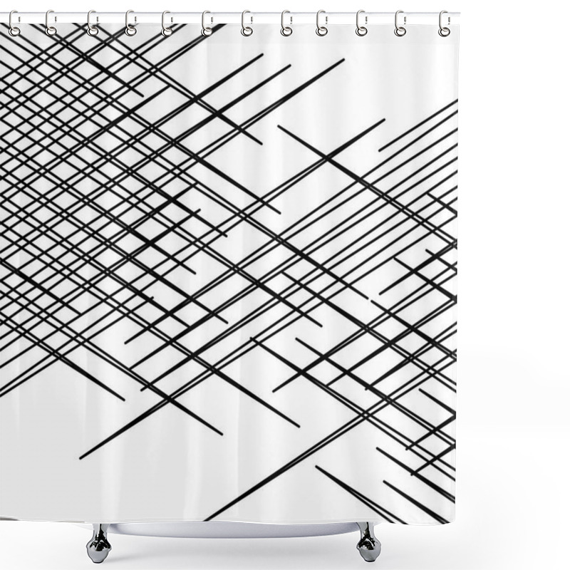 Personality  Grid, Mesh Pattern, Texture With Dynamic, Irregular Lines. Inter Shower Curtains