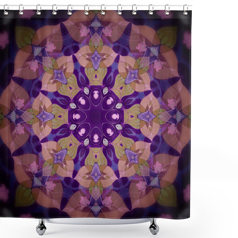 Personality  Mandala Purple Eight-pointed Flower Shower Curtains