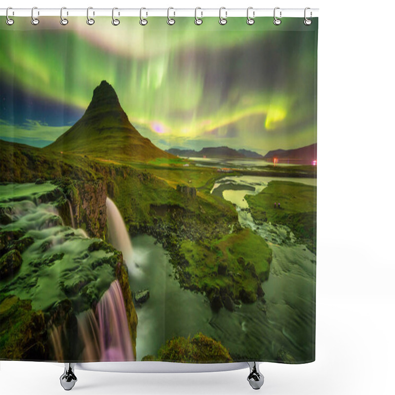 Personality  Northern Light Over Kirkjufell Mountain In Iceland Shower Curtains