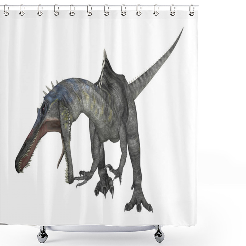 Personality  3D Rendering Dinosaur Suchomimus On White Shower Curtains