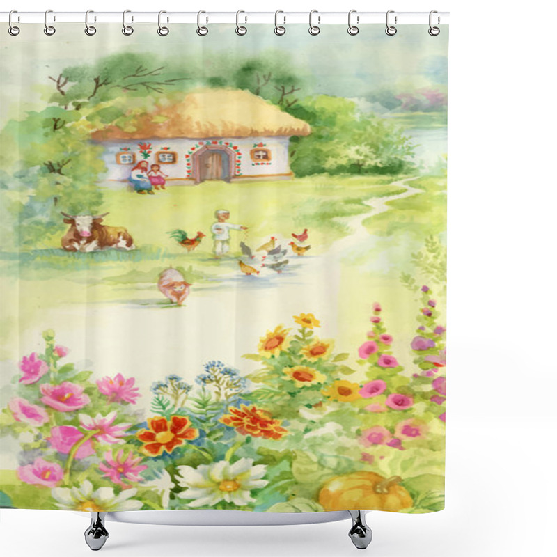 Personality  Little Boy Feeding Farm Animals Shower Curtains