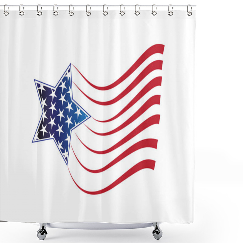 Personality  USA Flag Star Logo Icon Vector Image Design Shower Curtains