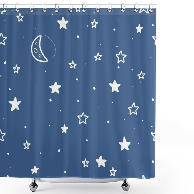 Personality  Stars And Moon Pattern - Seamless Doodle Illustration Vector. Shower Curtains