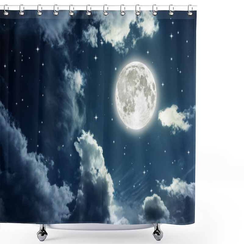 Personality  Night Sky With Stars And Full Moon Shower Curtains