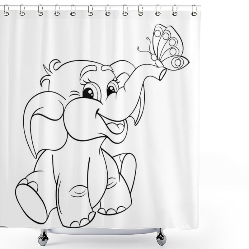 Personality  Funny Cartoon Baby Elephant With Shower Curtains