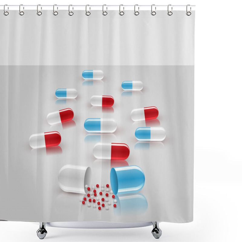 Personality  Vector Background With Pills Shower Curtains