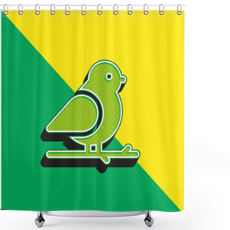 Personality  Bird Green And Yellow Modern 3d Vector Icon Logo Shower Curtains