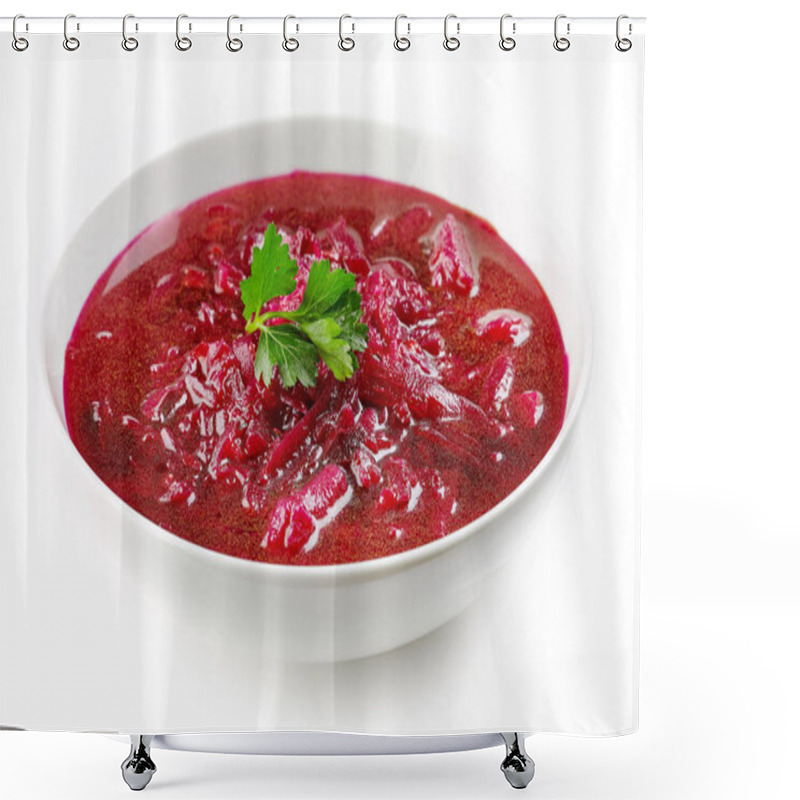 Personality  Bowl Of Beet Root Soup Borsch Shower Curtains