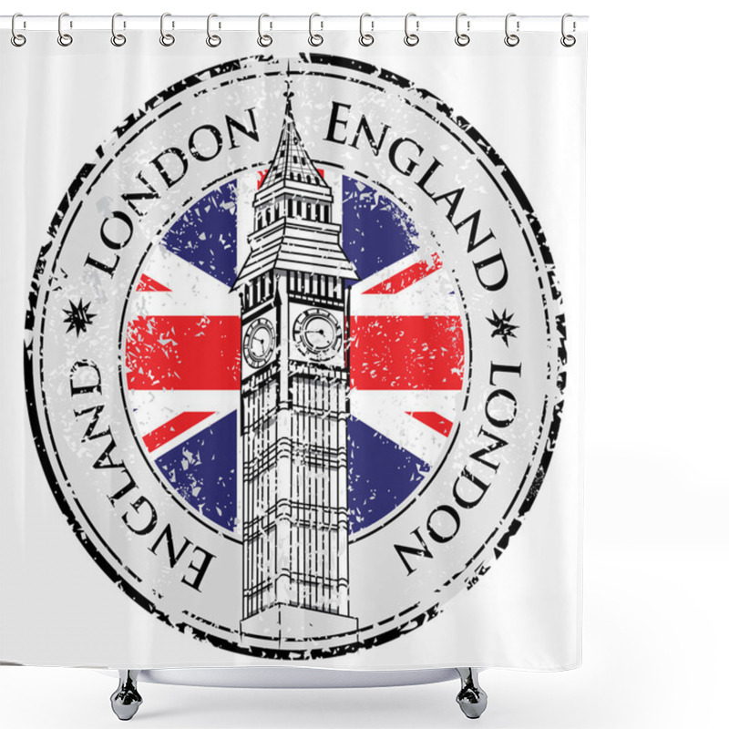 Personality  Rubber Grunge Stamp London Great Britain Shower Curtains