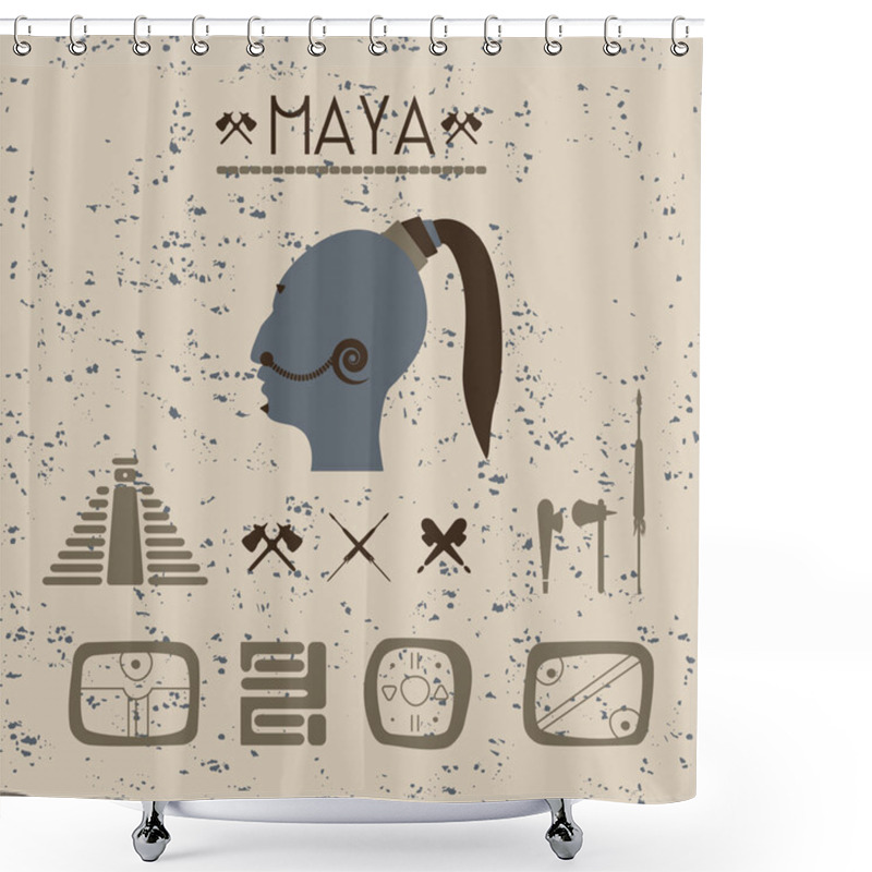 Personality  Design Elements Mystical Signs And Symbols Of The Maya. Shower Curtains