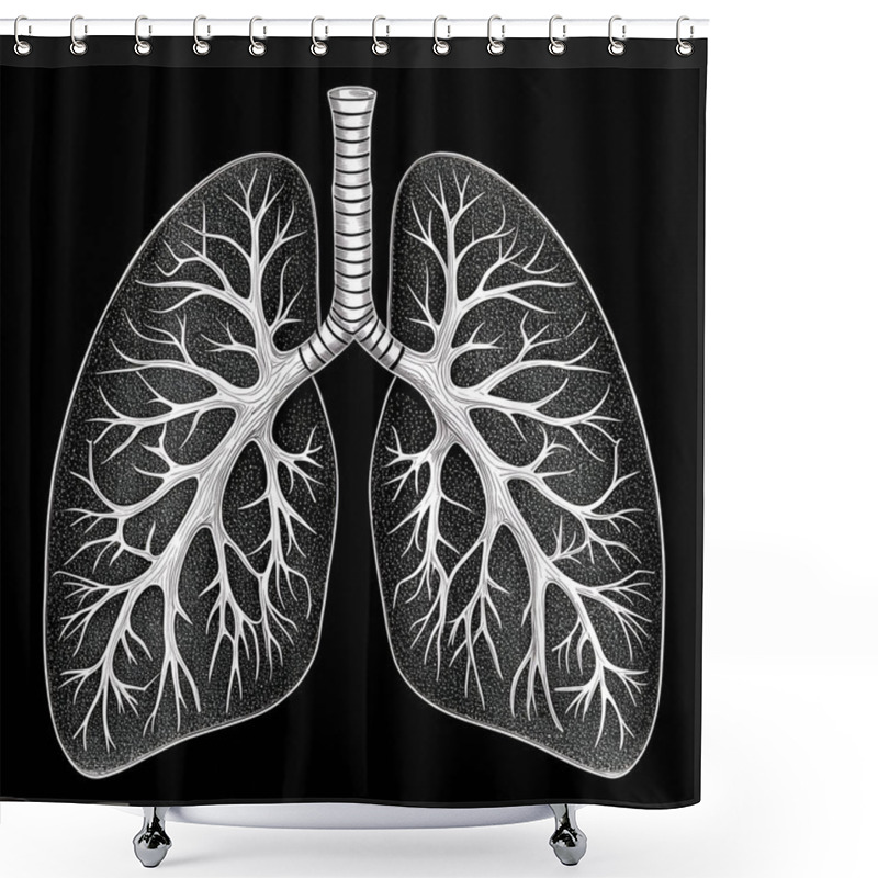 Personality  Human Lungs Anatomy Illustration - Respiratory System Diagram, Bronchial Tree, Alveoli Structure, Medical Science, Pulmonary Health Shower Curtains