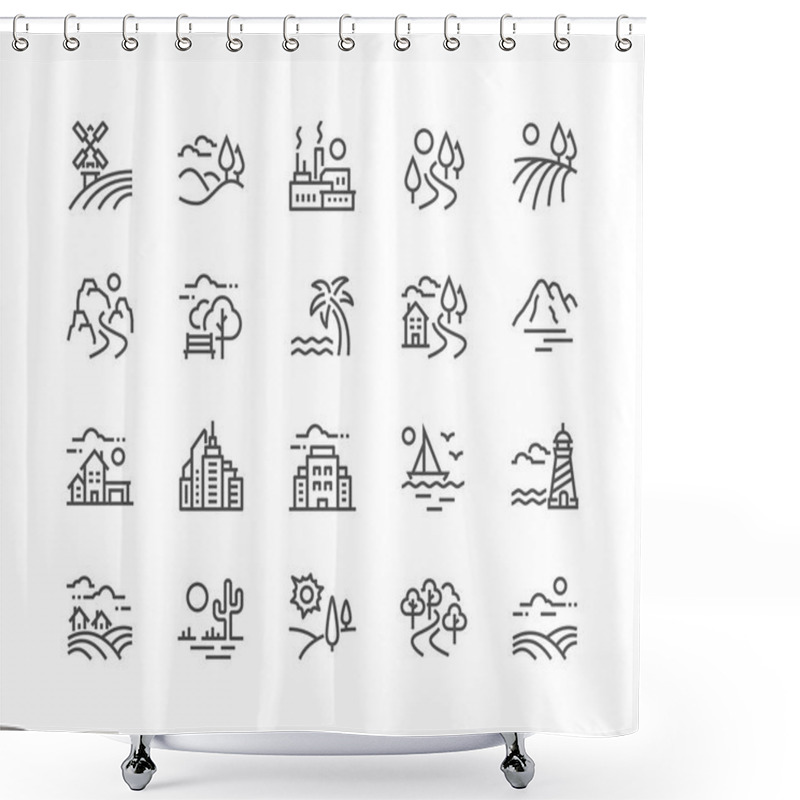 Personality  Line Landscape Icons Shower Curtains