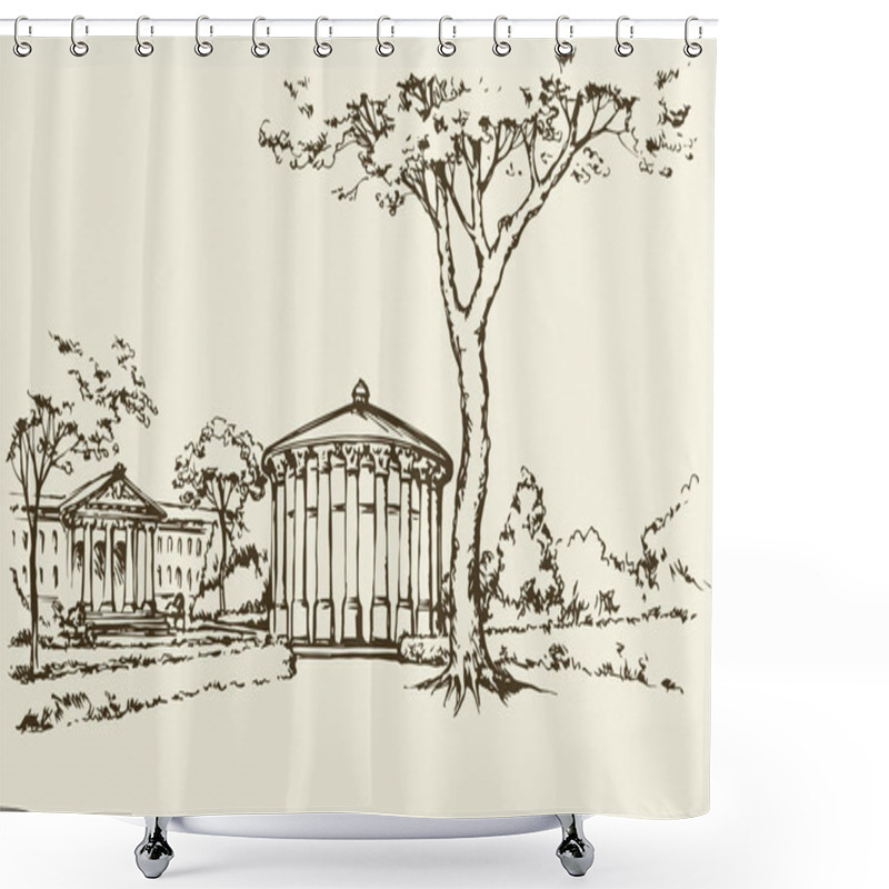 Personality  Palace Park. Vector Drawing Shower Curtains