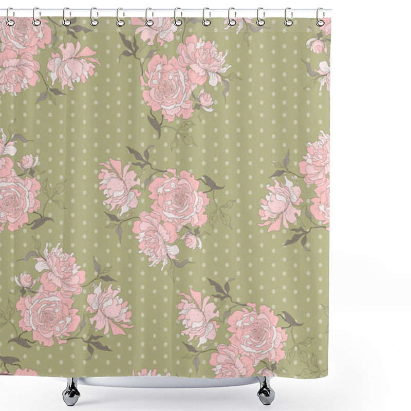 Personality  Peony Seamless Pattern Shower Curtains