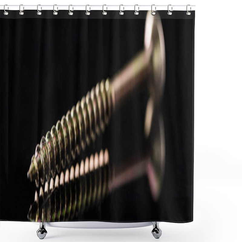 Personality  Panoramic Shot Of Shiny Metal Stud Isolated On Black Shower Curtains