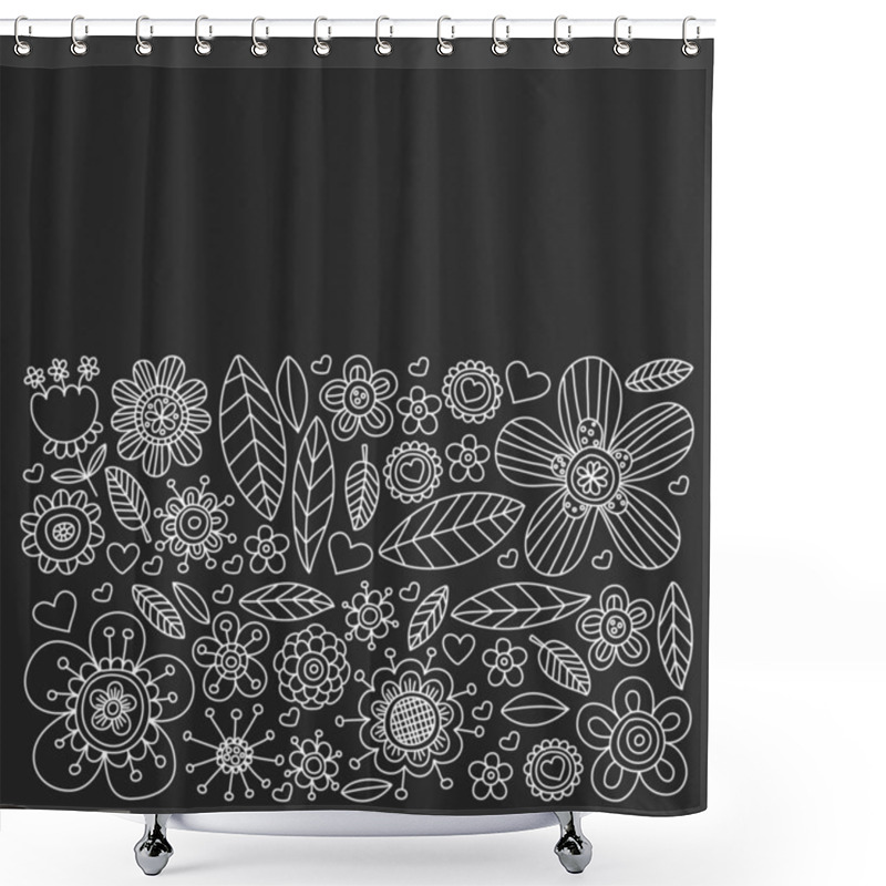 Personality  Vector Pattern With Doodle Flowers And Leaves Shower Curtains