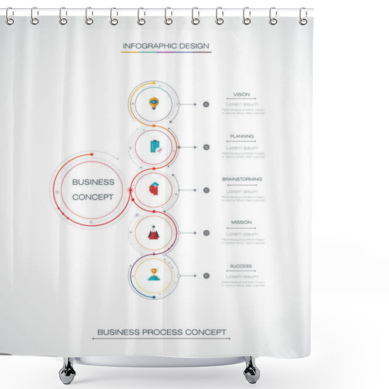 Personality  Vector Infographic 3D Circle Label Design With Arrows Sign And 5 Options Or Steps Shower Curtains