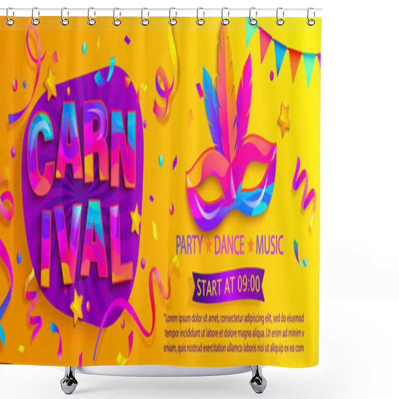 Personality  Banner For Fun Carnival Party,mask With Feathers. Shower Curtains