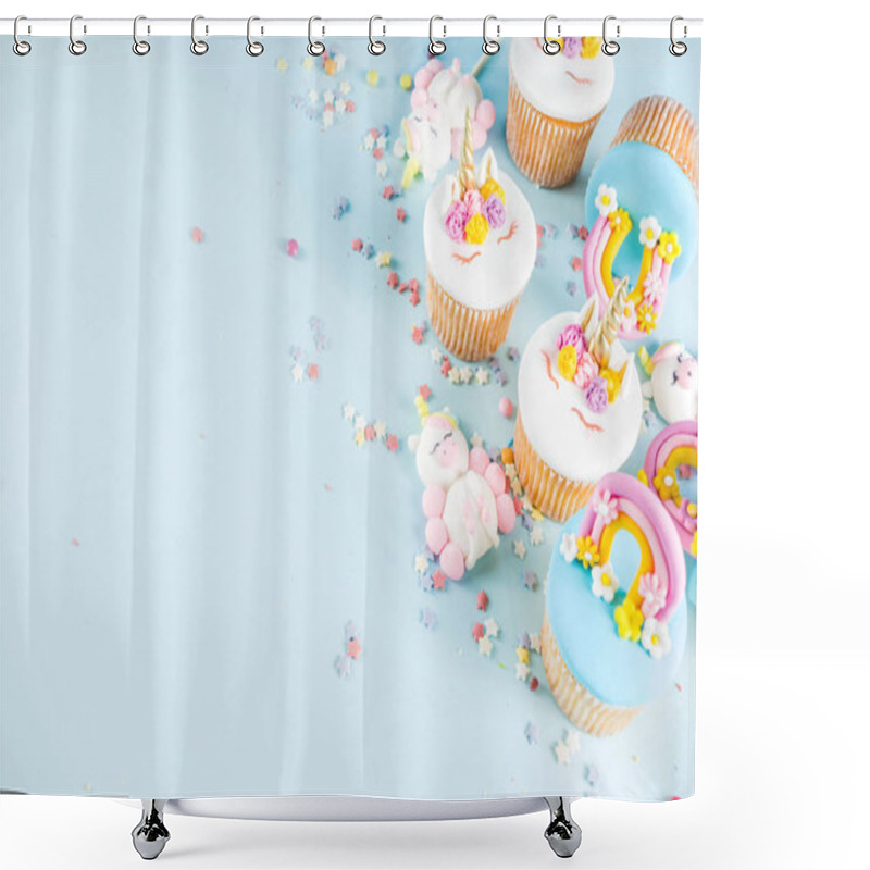 Personality  Cute Unicorn Cupcakes Shower Curtains