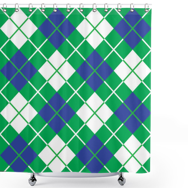 Personality  Bias Plaid Pattern In Blue And Green Shower Curtains