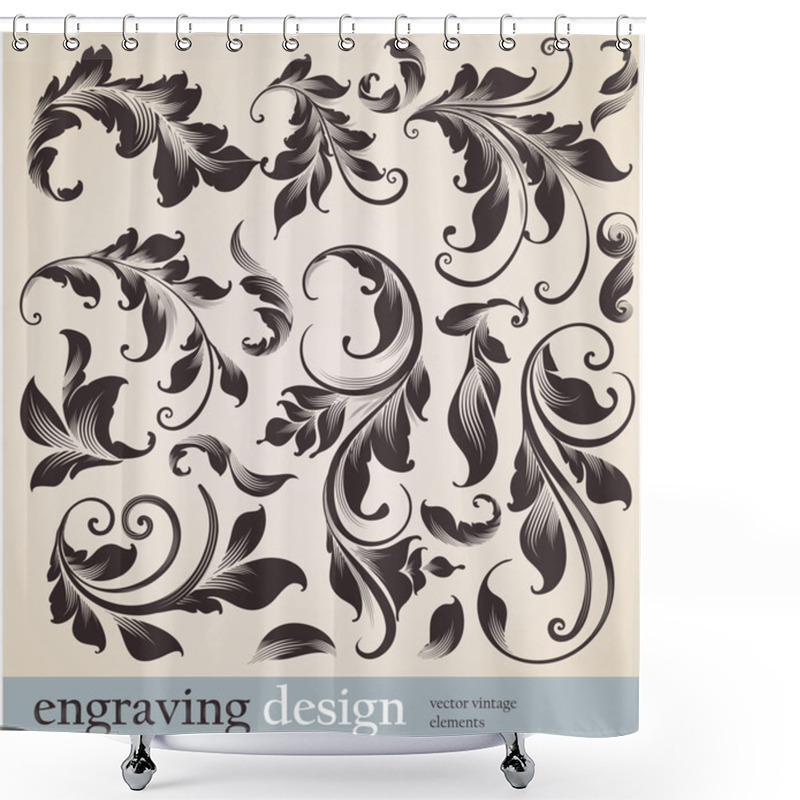 Personality  Hand Drawn Floral Background With Flowers, Greeting Vector Card For Retro Design Shower Curtains