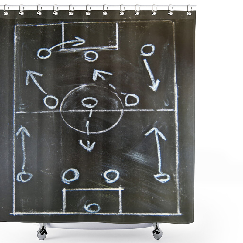 Personality  Football (soccer) Tactics Drawing On Chalkboard, 4-3-3 Formation. Shower Curtains