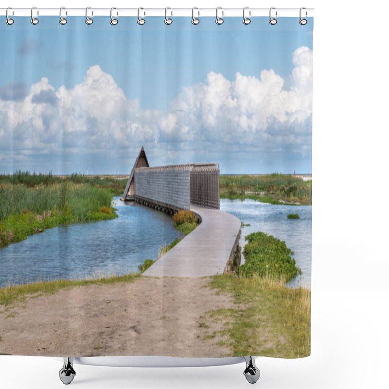 Personality  Boardwalk Path To Bird Hide On Manmade Island Marker Wadden In M Shower Curtains