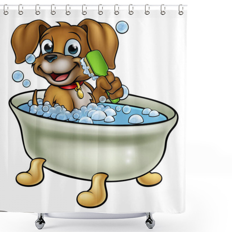 Personality  Cartoon Dog In The Bath Shower Curtains