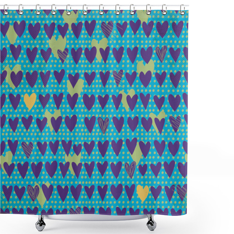 Personality  Romantic Seamless Pattern With Small Hand Drawn Hearts. Shower Curtains