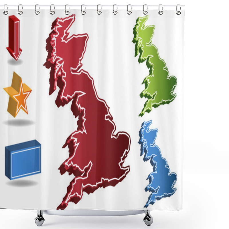 Personality  3D United Kingdom Country Map Shower Curtains