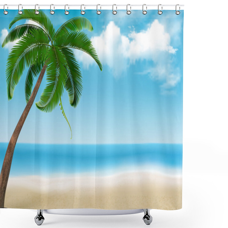 Personality  Palm Tree Holiday Background. Vector. Shower Curtains