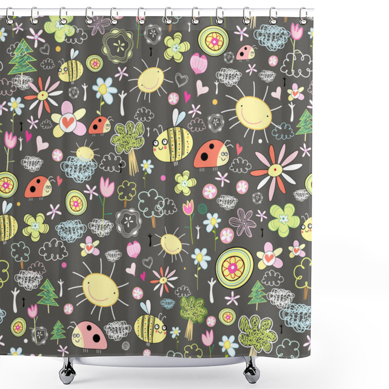 Personality  Texture Of Insects And Flowers Shower Curtains