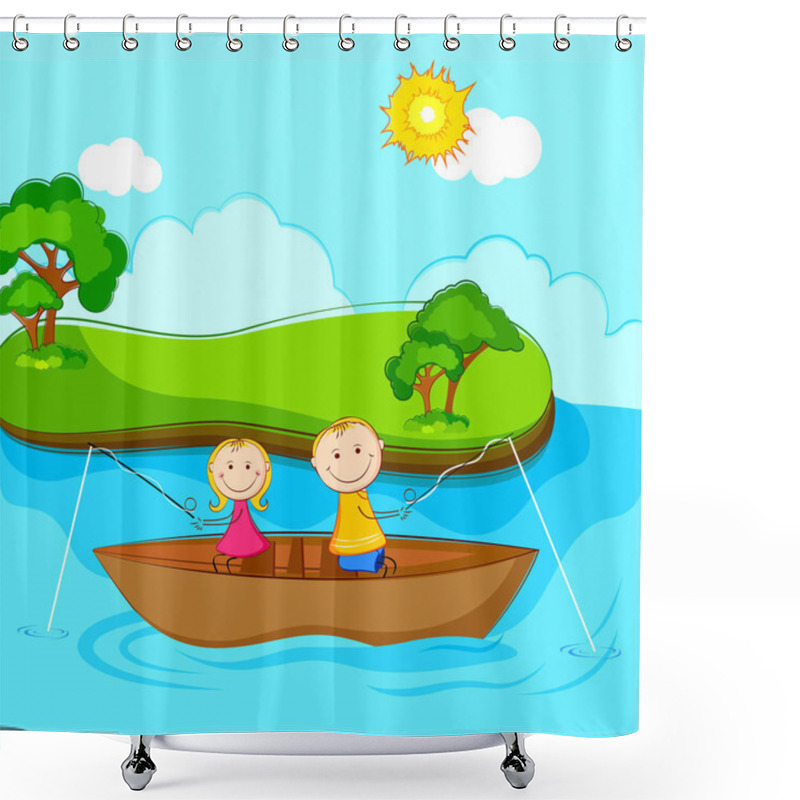 Personality  Kids Fishing Shower Curtains